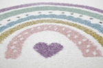 Preview: Kinderteppich Punkte Herzchen Wolken rosa creme grau