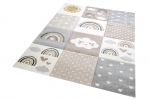 Preview: Kinderteppich Herzchen Wolken beige grau braun