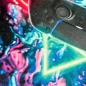 Preview: Gaming-Teppich mit lebendigen neon-farbigen Symbolen und Controller