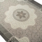 Preview: Designer Teppich mit Glitzergarn Wollteppich mit Kreise und Blumenmuster in Creme Grau Beige