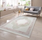 Preview: Designer Teppich mit Ornamenten in Pink Creme Beige