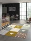 Preview: Kinderzimmer Spiel Teppich Herz Stern Punkte Design gold creme wei