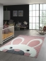 Preview: Kinderteppich Hase in Rosa Weiss Grau