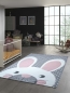 Preview: Kinderteppich Hase in Rosa Weiss Grau