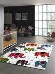 Preview: Kinderteppich bunte Elefanten Multicolour