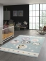 Preview: Kinderteppich Tiere Kinderzimmerteppich Zoo Tiere in blau creme