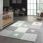 Preview: Kinderteppich Herz Stern Punkte Design grün grau creme