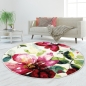 Preview: Designerteppich Rund Blumenmotiv Creme & Bunt