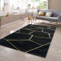 Preview: Wohnzimmerteppich geometrisches Muster in schwarz gold