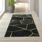 Preview: Wohnzimmerteppich geometrisches Muster in schwarz gold