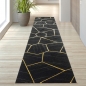 Preview: Wohnzimmerteppich geometrisches Muster in schwarz gold