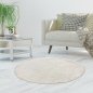 Preview: Kuscheliger RUNDER Teppich Kunst-Hasenfell "faux fur" in creme