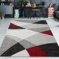 Preview: Moderner Teppich mit geometrischen Muster grau rot