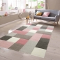 Preview: Moderner Teppich Pastell Farben in Karo Muster Pink Creme Braun