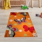 Preview: Kinderteppich Schmetterling Design Orange Rot Grau Grün Weiss