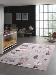 Preview: Kinderzimmer Teppich Bären Indianer Grau Braun