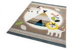 Preview: Kinderteppich Zelt Löwe Zebra beige