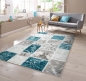 Preview: Designer Teppich Patchwork Ornament Türkis Grau Creme