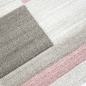 Preview: Designer Teppich mit Konturenschnitt Karo Muster Pastellfarben Rosa Creme Beige