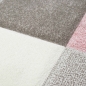 Preview: Moderner Teppich Pastell Farben in Karo Muster Pink Creme Braun