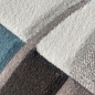 Preview: Designer Teppich mit Konturenschnitt Karo Muster Pastellfarben Blau Creme Beige Dunkelgrau