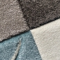 Preview: Designer Teppich mit Konturenschnitt Karo Muster Pastellfarben Blau Creme Beige Dunkelgrau