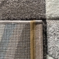 Preview: Designer Teppich mit Konturenschnitt Karo Muster Pastellfarben Blau Creme Beige Dunkelgrau