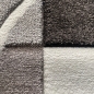 Preview: Designer Teppich mit Konturenschnitt Karo Muster Pastellfarben Rosa Creme Beige Dunkelgrau