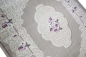 Preview: Print Teppich waschbar mit Blumen in Lila Creme Beige