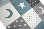 Preview: Kinderteppich Stern Mond in Weiss Grau Blau