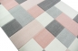 Preview: Moderner Teppich mit Karo Muster in Rosa Grau Creme