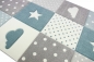 Preview: Kinderteppich mit Stern Wolke in Blau Grau Creme