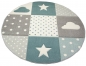 Preview: Kinderteppich mit Stern Wolke in Blau Grau Creme