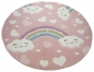 Preview: Kinderteppich Regenbogen mit Wolken und Herzen in rosa