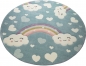 Preview: Kinderteppich mit Wolken Regenbogen und Herzen in blau