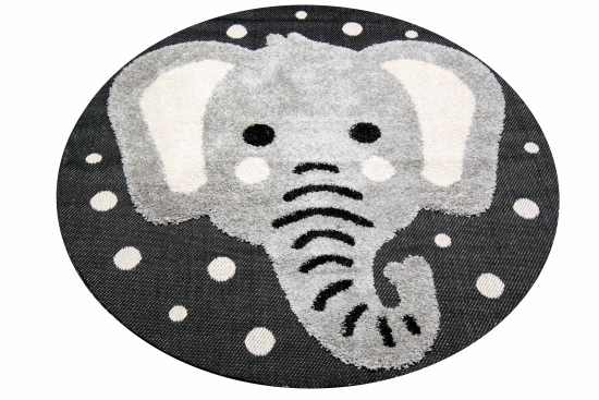 Kinderzimmer 3D Optik Elefant creme grau schwarz