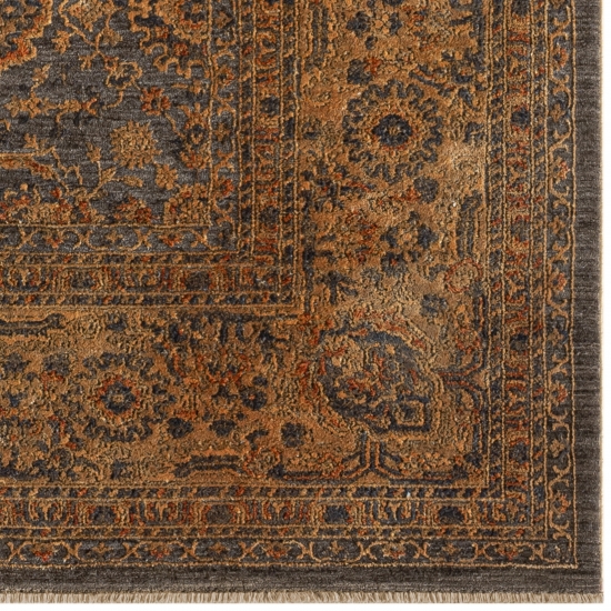 Teppich Orientalisch Blumen Ornamenten kupfer blau