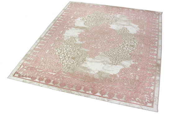 Teppich Vintage in Rosa Beige Creme