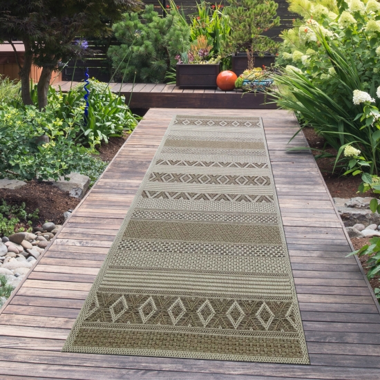 In- & Outdoor Teppich Sisal Optik Rautenmuster – beigefarben