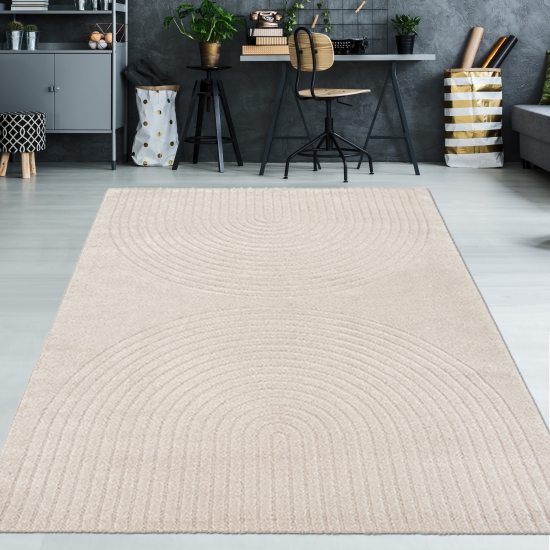 Wohnzimmer-Teppich strapazierfähig mit schlichtem Bogendesign Beige