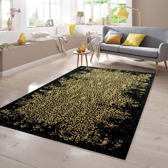 Designerteppich Ornamente in schwarz gold