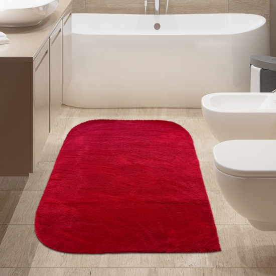 Designer Badezimmer Teppich – abgerundete Ecken – rot