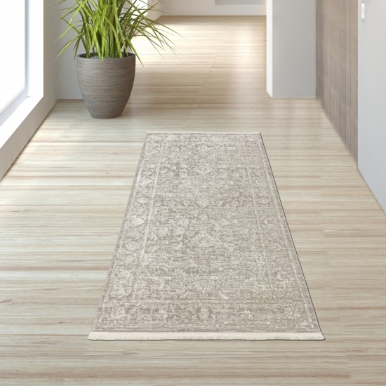 Teppich mit Blumendesign glänzend in Creme