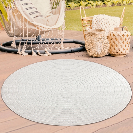 Waschbarer In- & Outdoor Teppich | Rund in creme