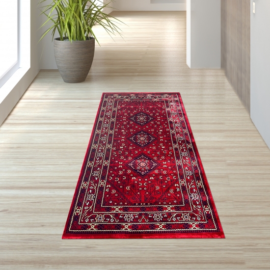 Orientalischer Teppich in rotem Blumen Muster