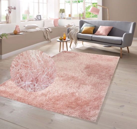 Shaggy Teppich Hochflor in Rosa