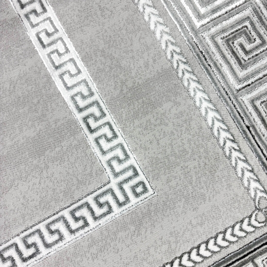 Designer Teppich Orient in Grau Silber Beige