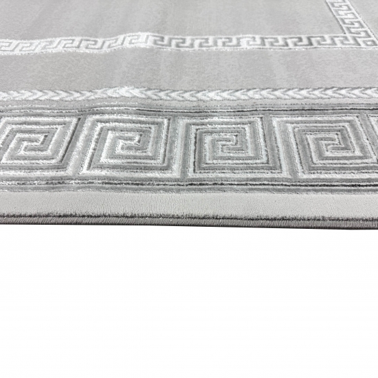 Designer Teppich Orient in Grau Silber Beige