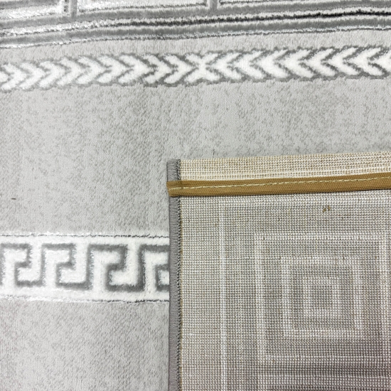 Designer Teppich Orient in Grau Silber Beige