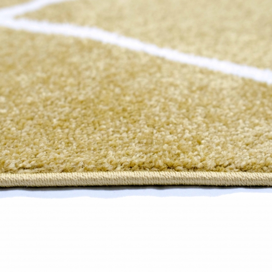 Teppich Skandinavischer Stil Rautenmuster gold creme weiß